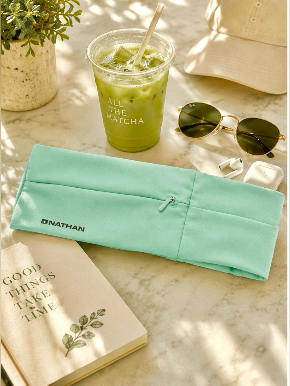 Nathan Aqua Mint “Zipster” Running Belt | Zip Waist Pack | M/M